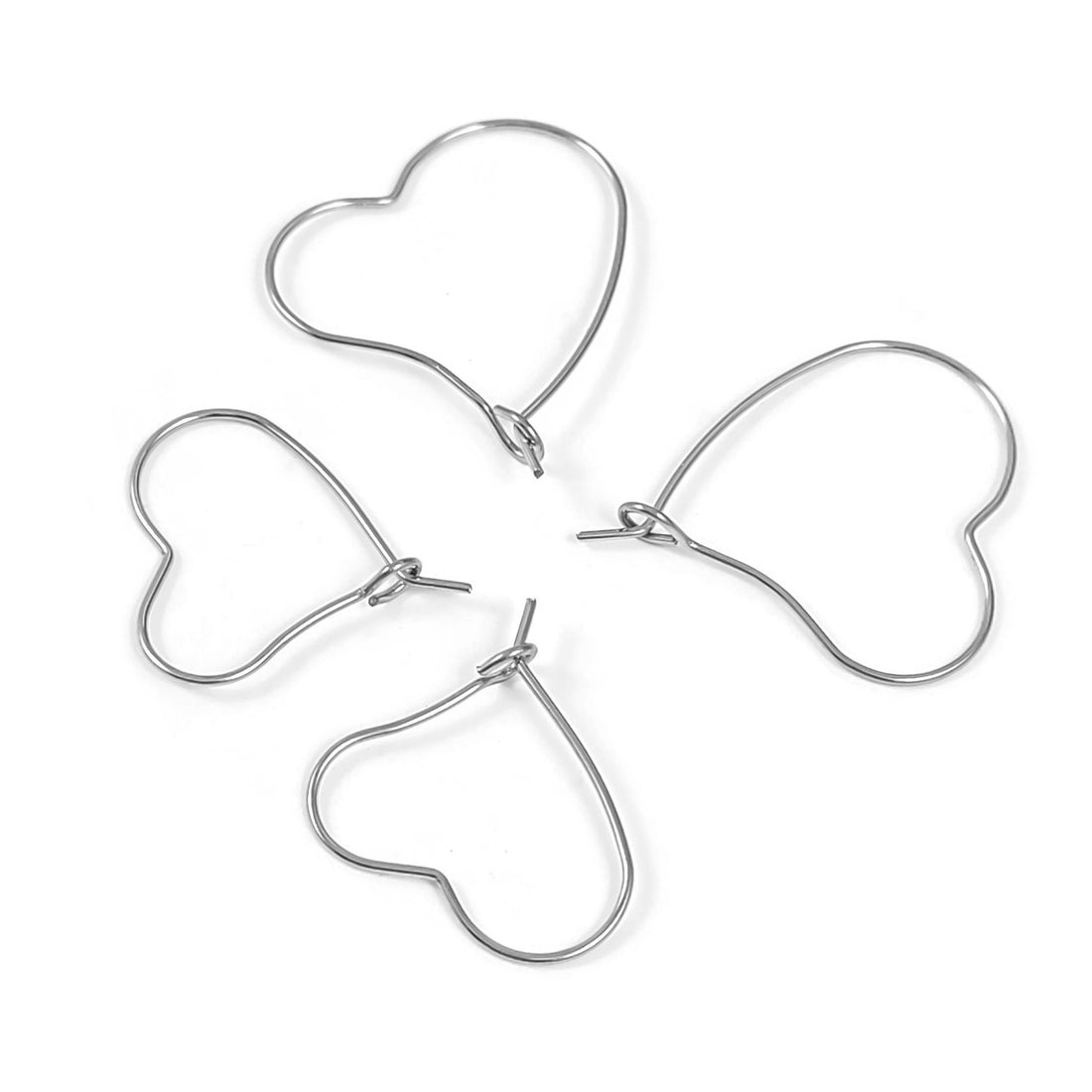 10 anneaux coeurs en acier inoxydable