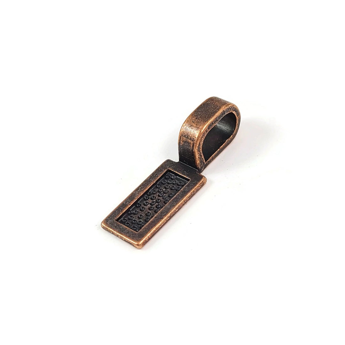 10 bélières à coller, tampon plat rectangulaire, cuivre