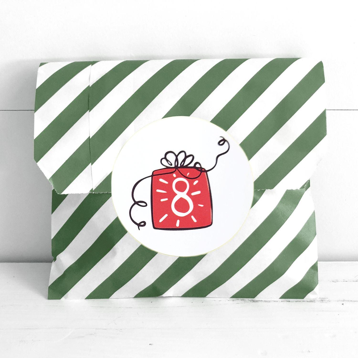 Fun Christmas Advent Calendar Stickers, DIY Holiday December Countdown Tags, Self-Adhesive Envelope Seals, Festive Number Labels