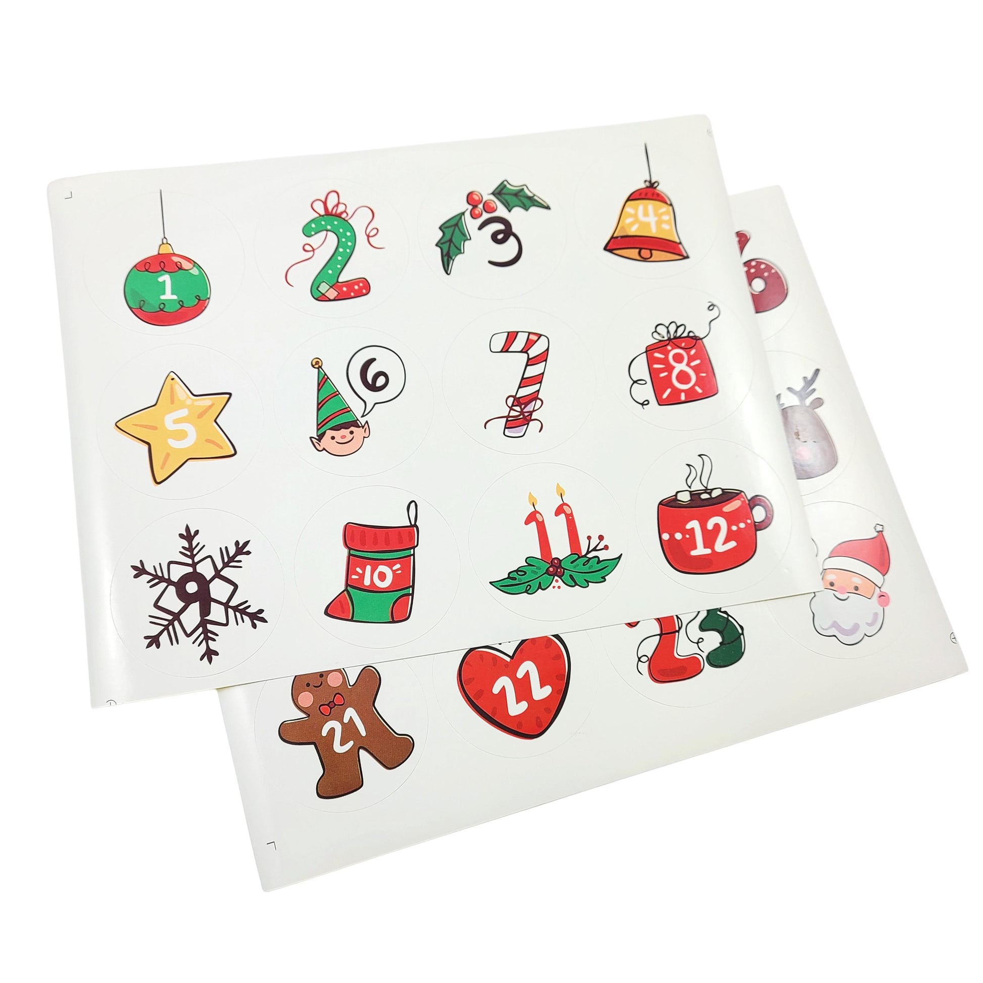 Fun Christmas Advent Calendar Stickers, DIY Holiday December Countdown Tags, Self-Adhesive Envelope Seals, Festive Number Labels
