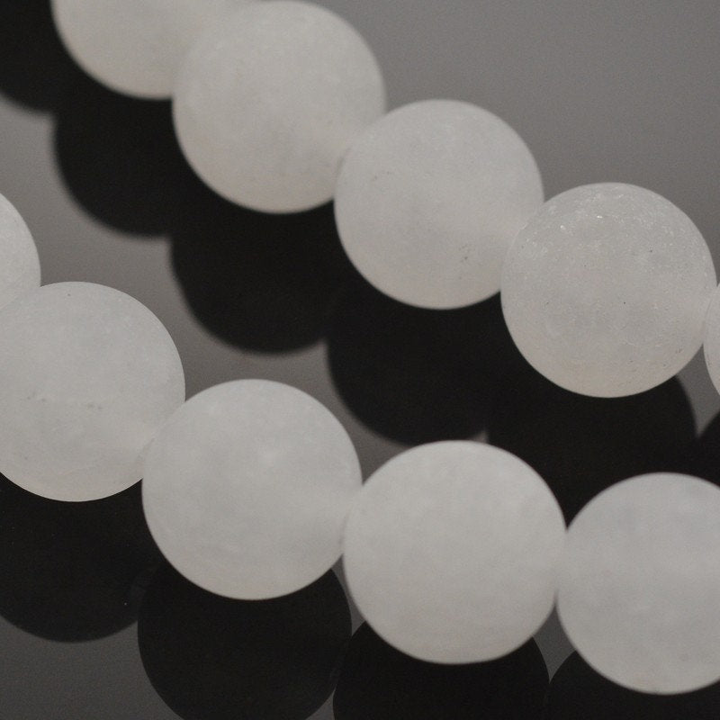 Natural White Jade Frosted Stone Beads Round 6 or 8mm