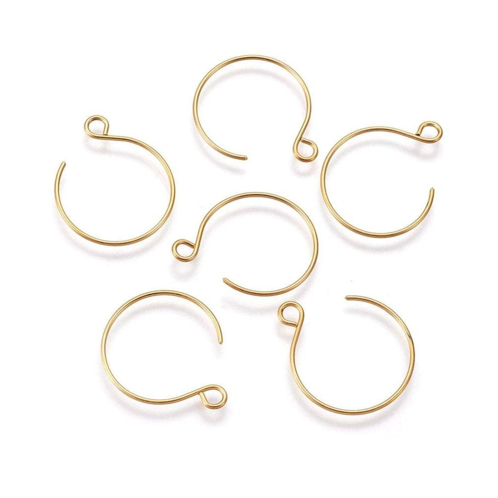 10pcs gold stainless steel round earring hooks 24x19mm