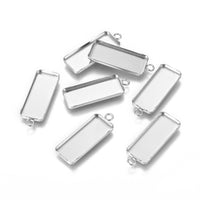 1 pendentif rectangulaire en acier inoxydable