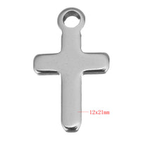 5 Rustic stainless steel cross charms 20mm
