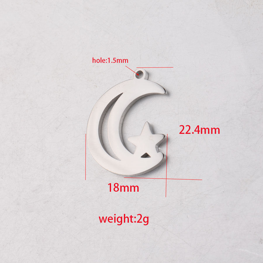 1 Moon and star stainless steel pendant