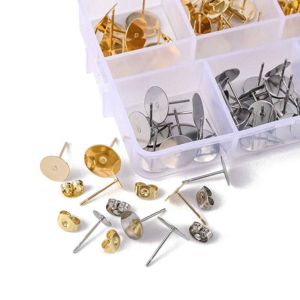 Earring making starter kit, Posts and backs 240pcs, Stainless steel jewelry findings