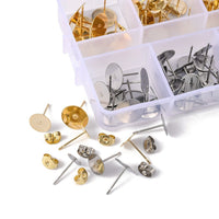 Earring making starter kit, Posts and backs 240pcs, Stainless steel jewelry findings