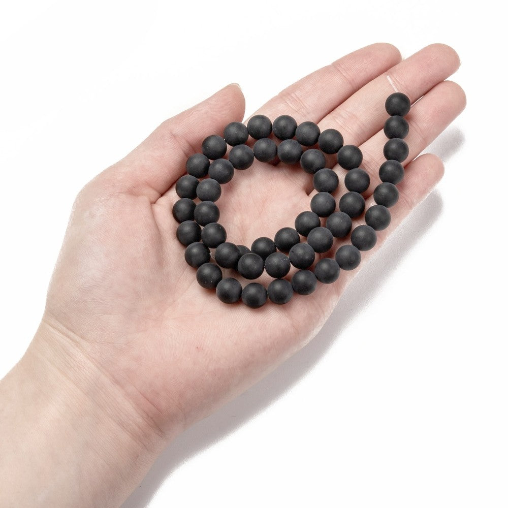Natural black agate frosted beads Round 6mm or 8mm