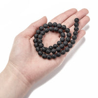 Natural black agate frosted beads Round 6mm or 8mm