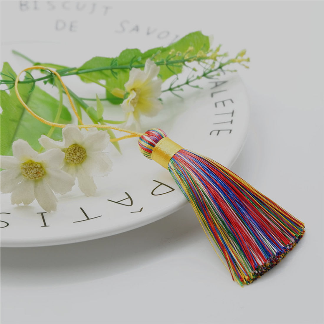 1 Big multicolor silky tassel 3 inches