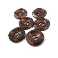 6 Boutons de bois marron foncé de 3cm