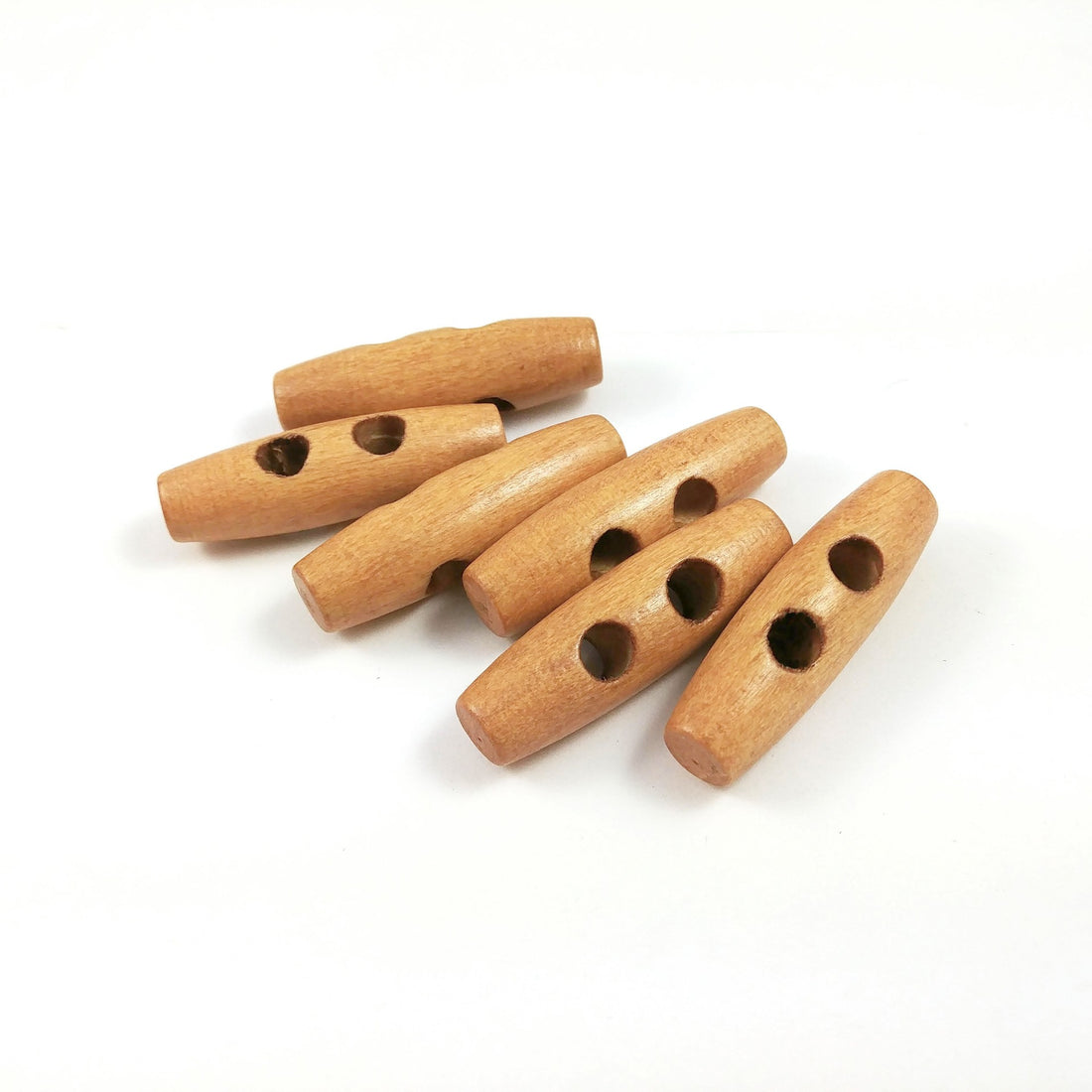 6 wooden Toggle Buttons 40mm
