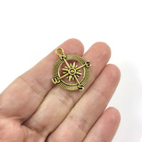 3 Compass rose charms - Hypoallergenic pendant - Gold, bronze, or silver plated