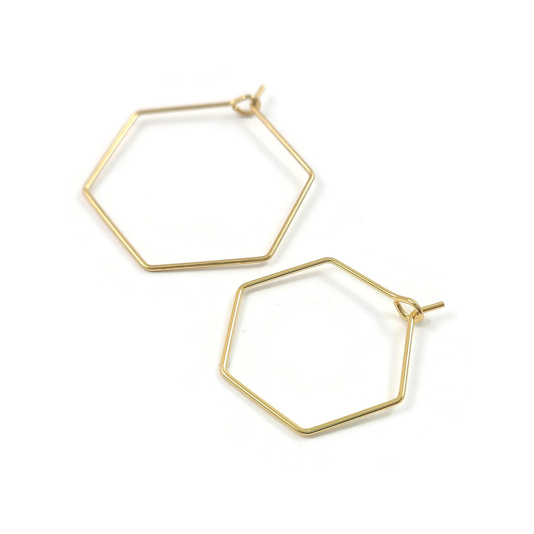 10 Gold stainless steel hexagon hoops - 2 sizes available