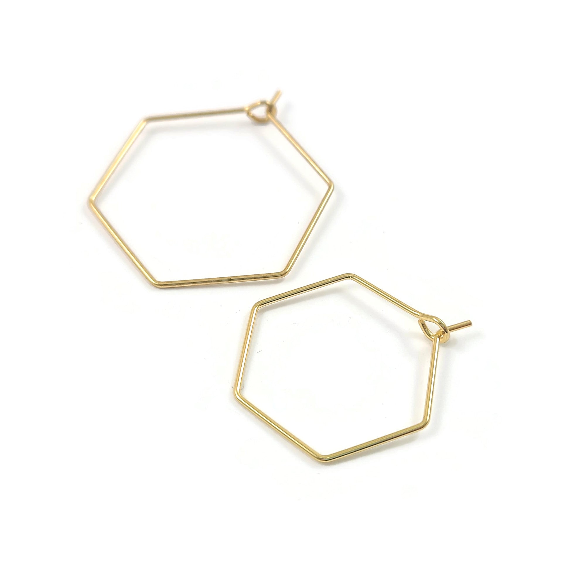 10 Gold stainless steel hexagon hoops - 2 sizes available