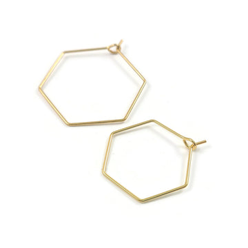 10 Gold stainless steel hexagon hoops - 2 sizes available