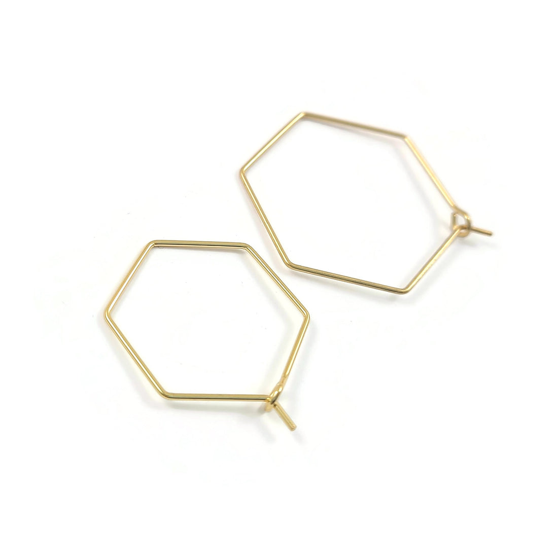 10 Gold stainless steel hexagon hoops - 2 sizes available
