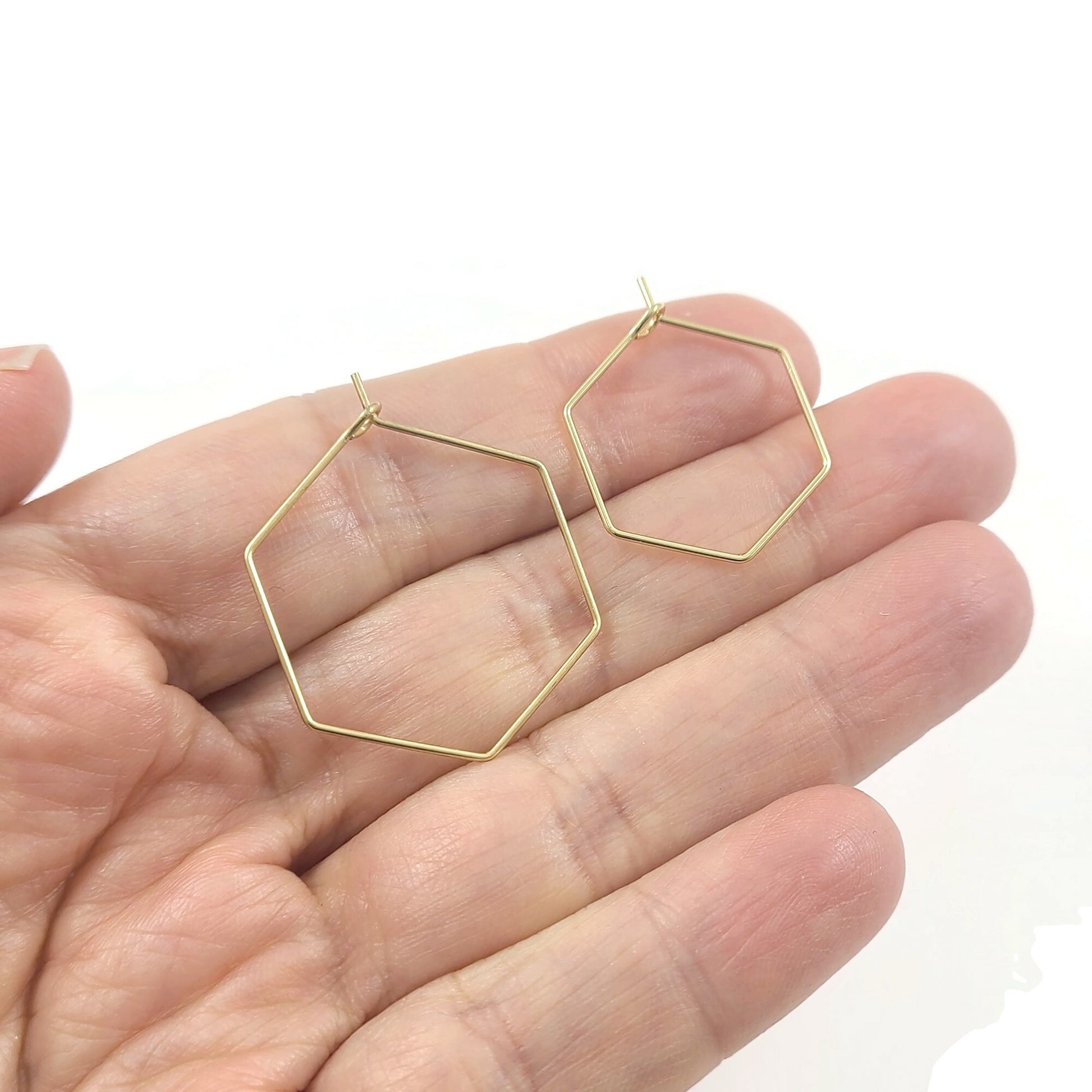 10 Gold stainless steel hexagon hoops - 2 sizes available