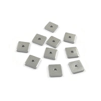 10 perles d'espacement carrées en acier inoxydable de 6 mm ou 8 mm
