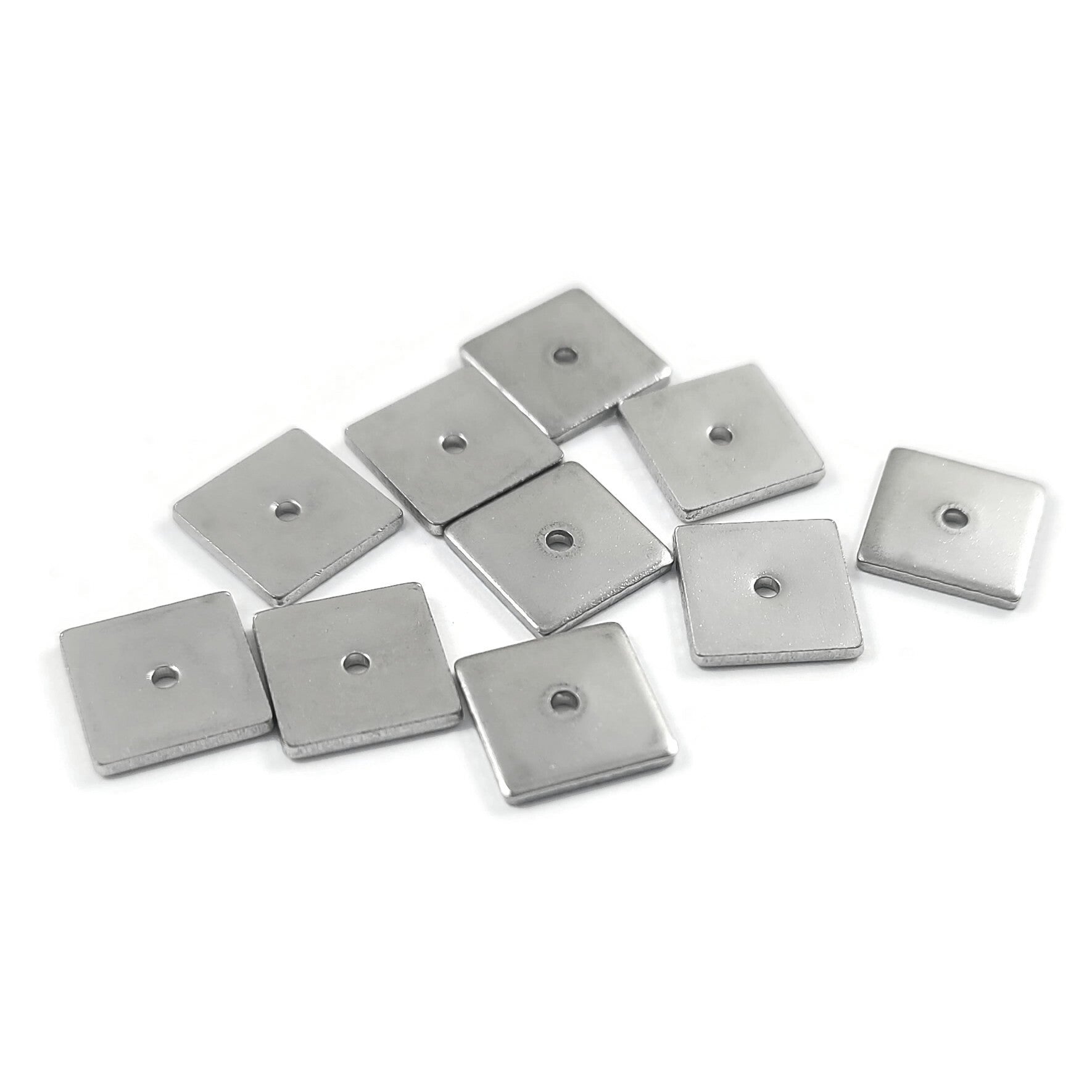 10 perles d'espacement carrées en acier inoxydable de 6 mm ou 8 mm