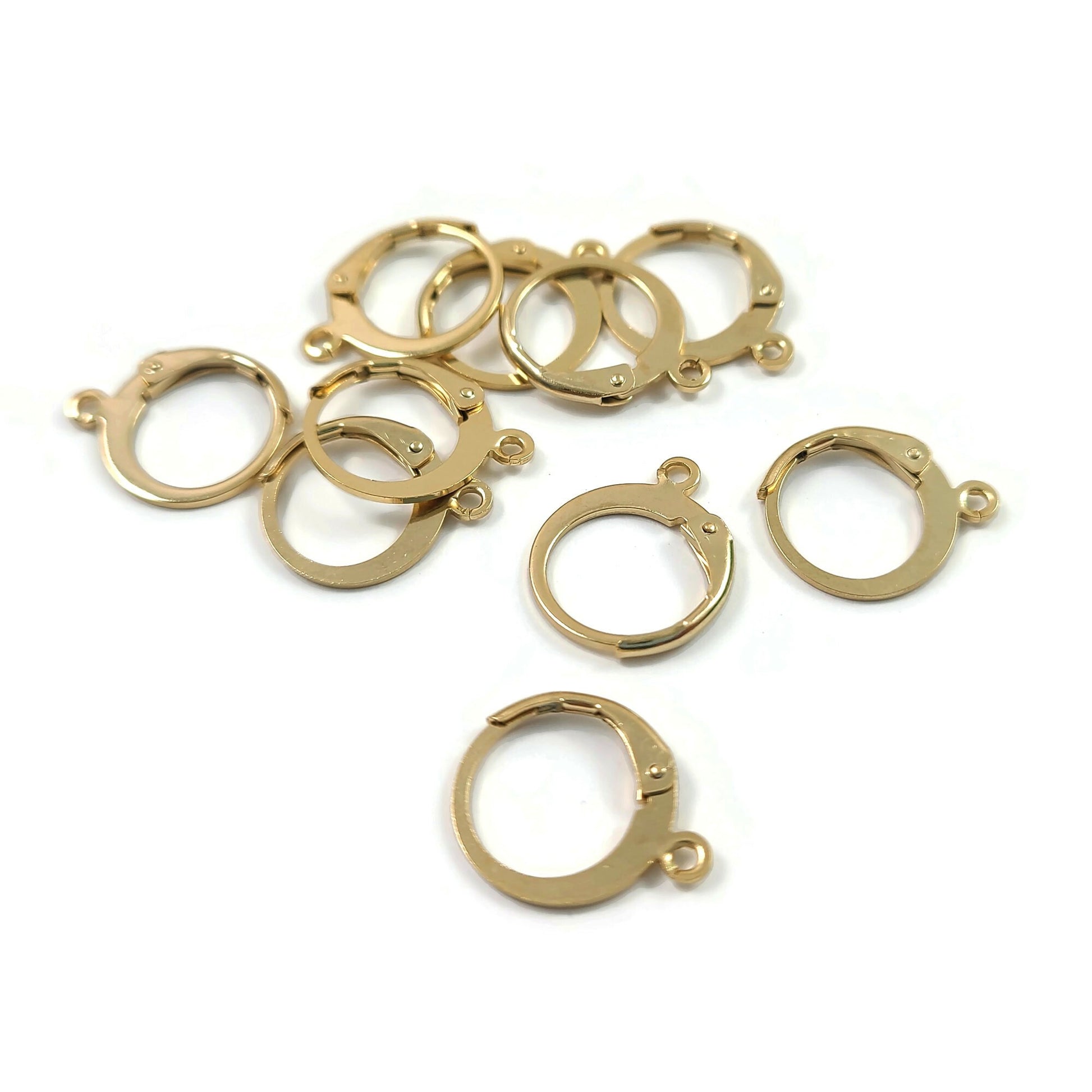 Crochets ronds PLAQUÉ OR 24CT pour boucle d'oreille en acier inoxydable hypoallergénique
