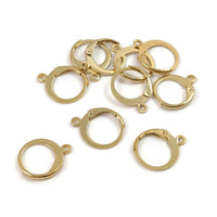 Crochets ronds PLAQUÉ OR 24CT pour boucle d'oreille en acier inoxydable hypoallergénique