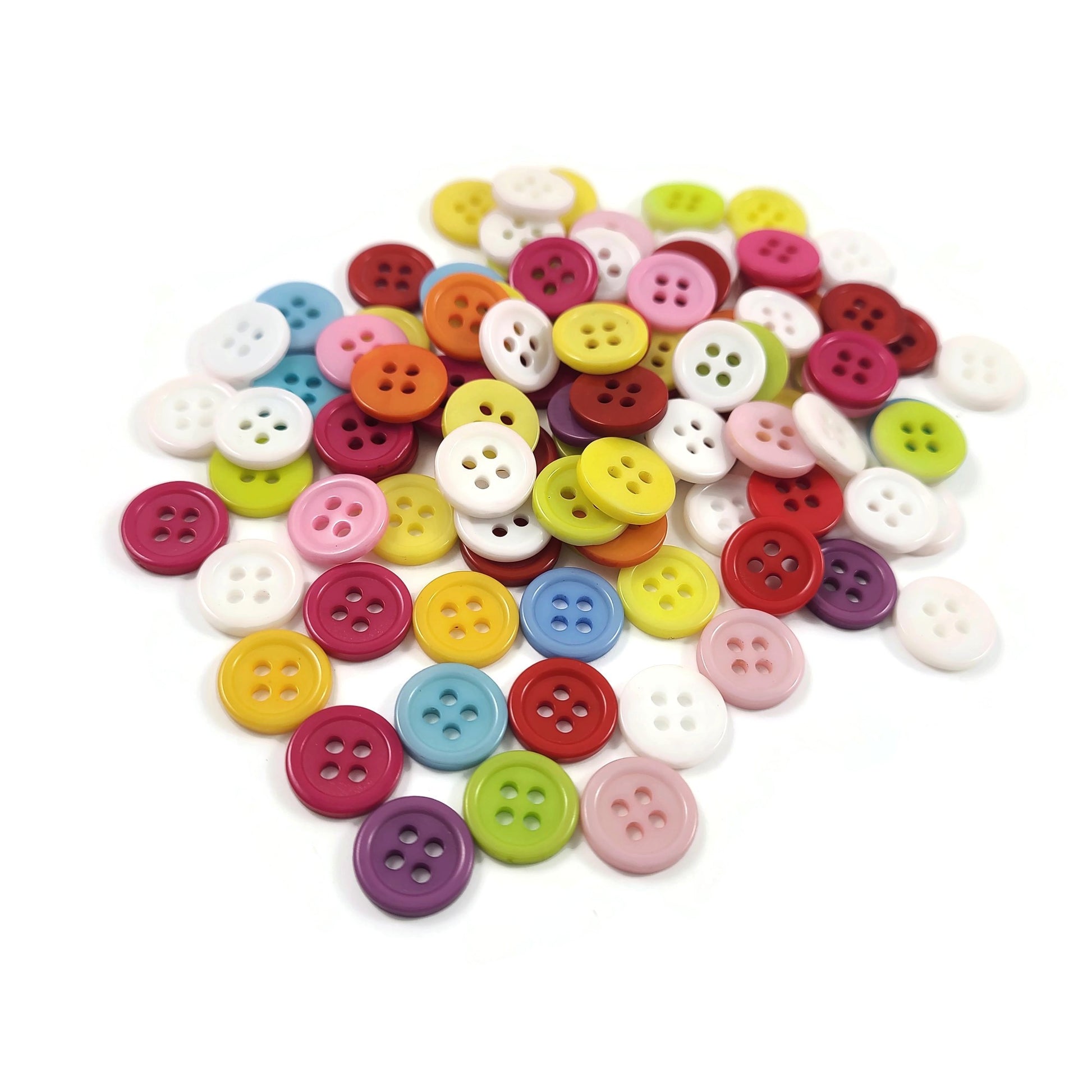 Boutons colorés - ensemble mix de 100 - lot de boutons en plastique 9 ou 11mm
