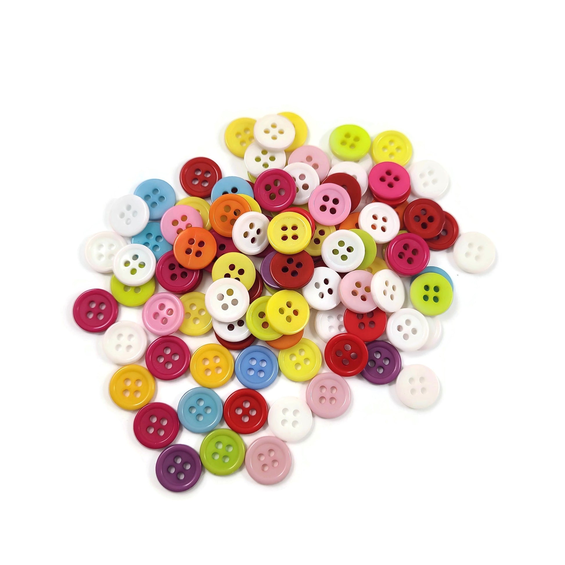 Boutons colorés - ensemble mix de 100 - lot de boutons en plastique 9 ou 11mm