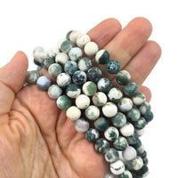 Pierres Naturelles Agate Rondes 6 ou 8mm - Natural Tree Givrées