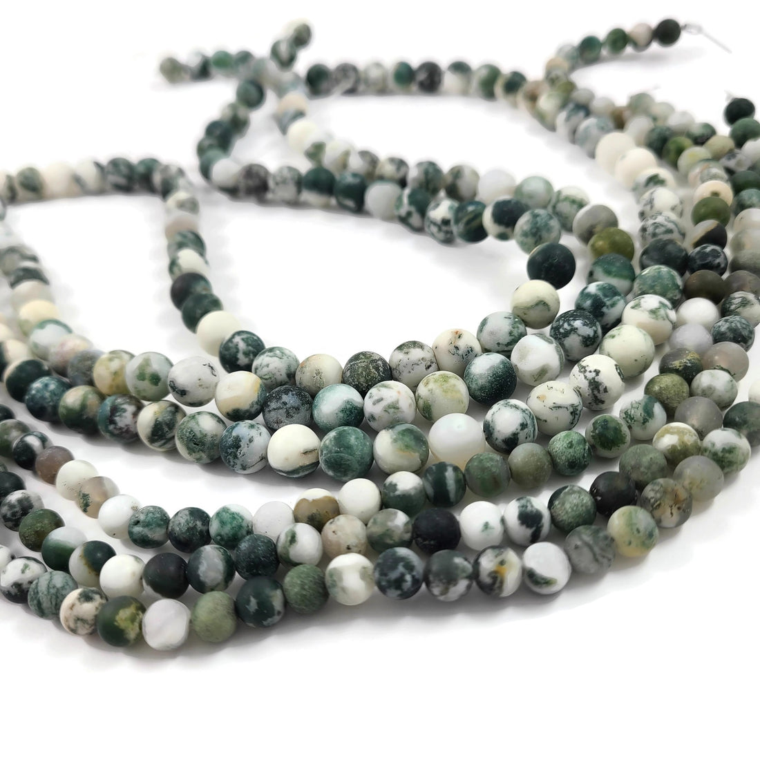 Pierres Naturelles Agate Rondes 6 ou 8mm - Natural Tree Givrées