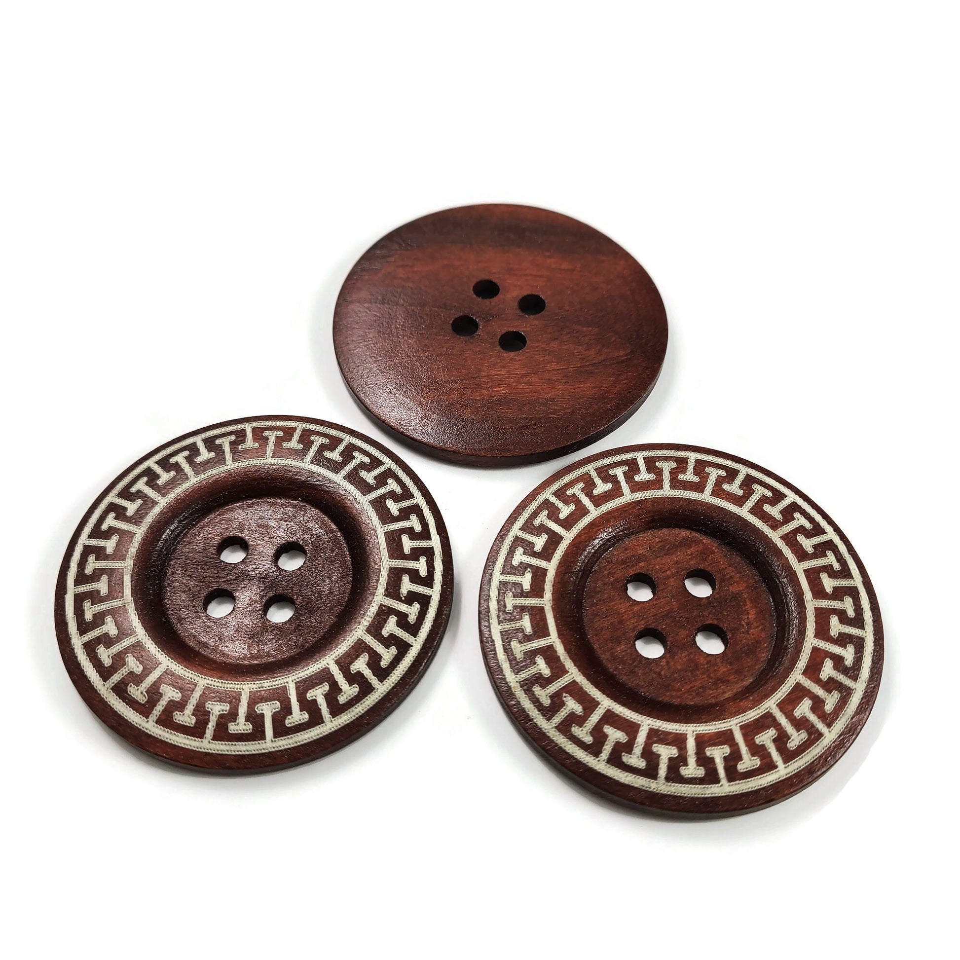 Extra large wooden aztec button 60mm (2 3/8")