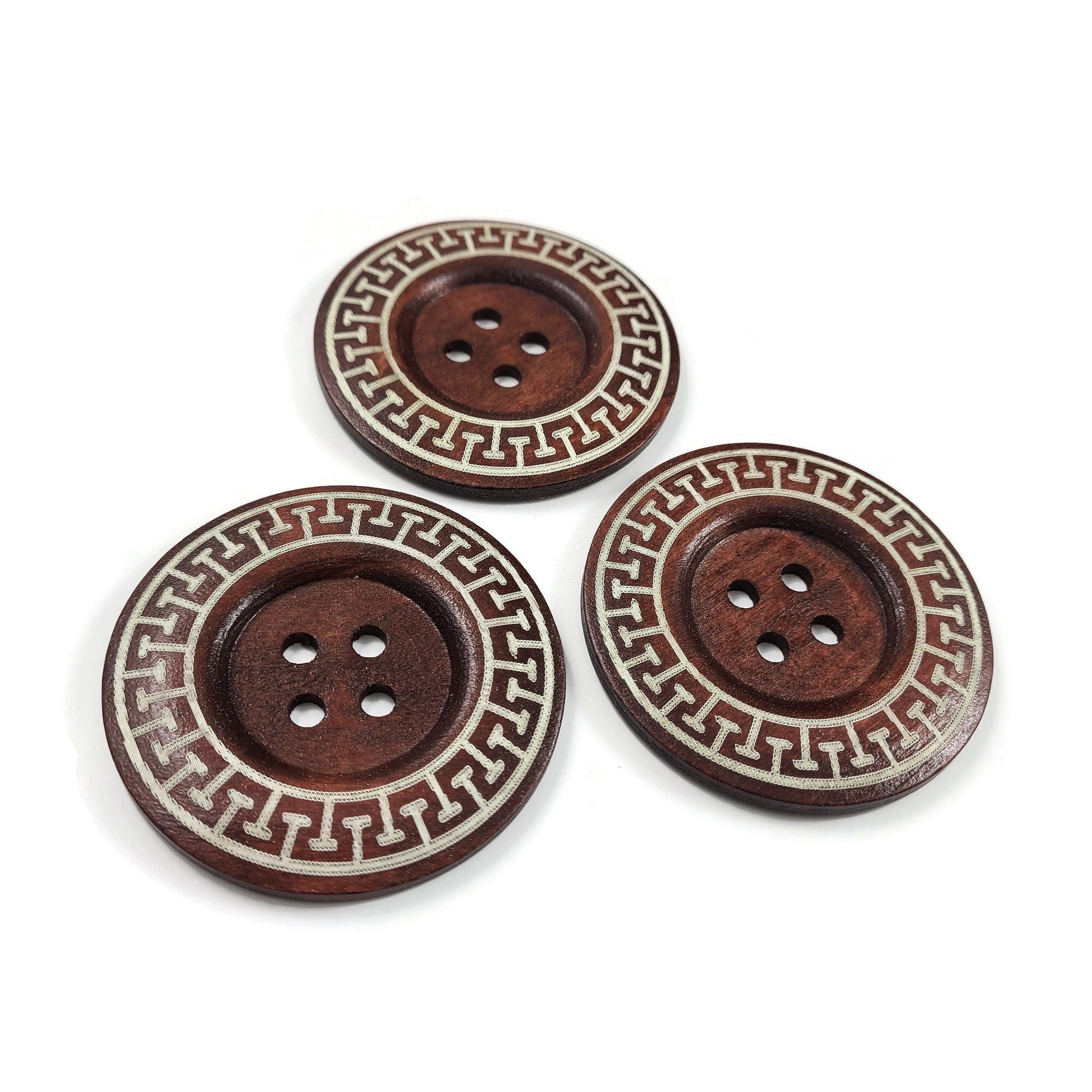 Extra large wooden aztec button 60mm (2 3/8")