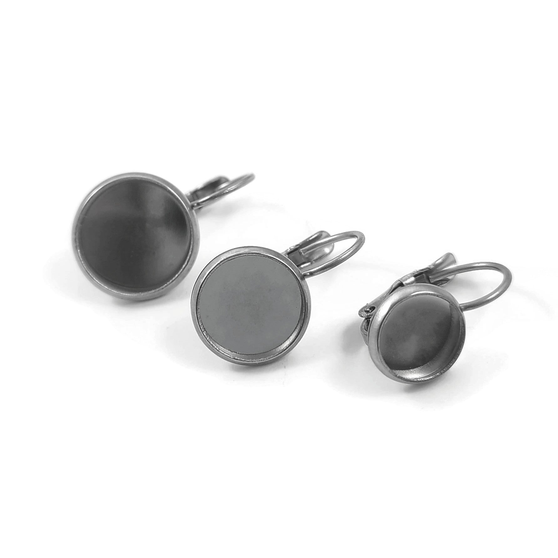 10 pièces (5 paires) crochets pour boucle d'oreille avec support à cabochon en acier inoxydable hypoallergénique