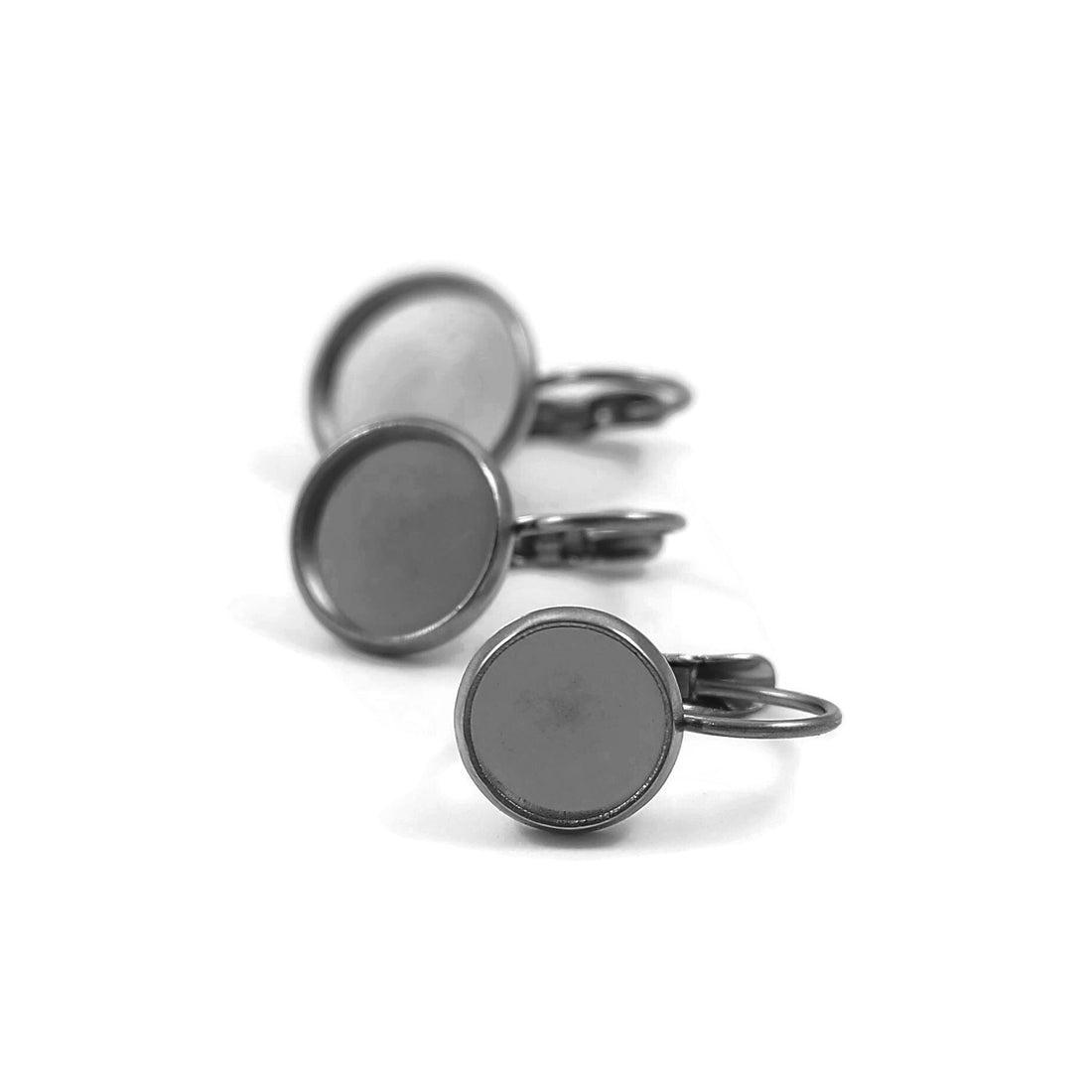 10 Stainless earring setting lever back, 8mm, 10mm, 12mm