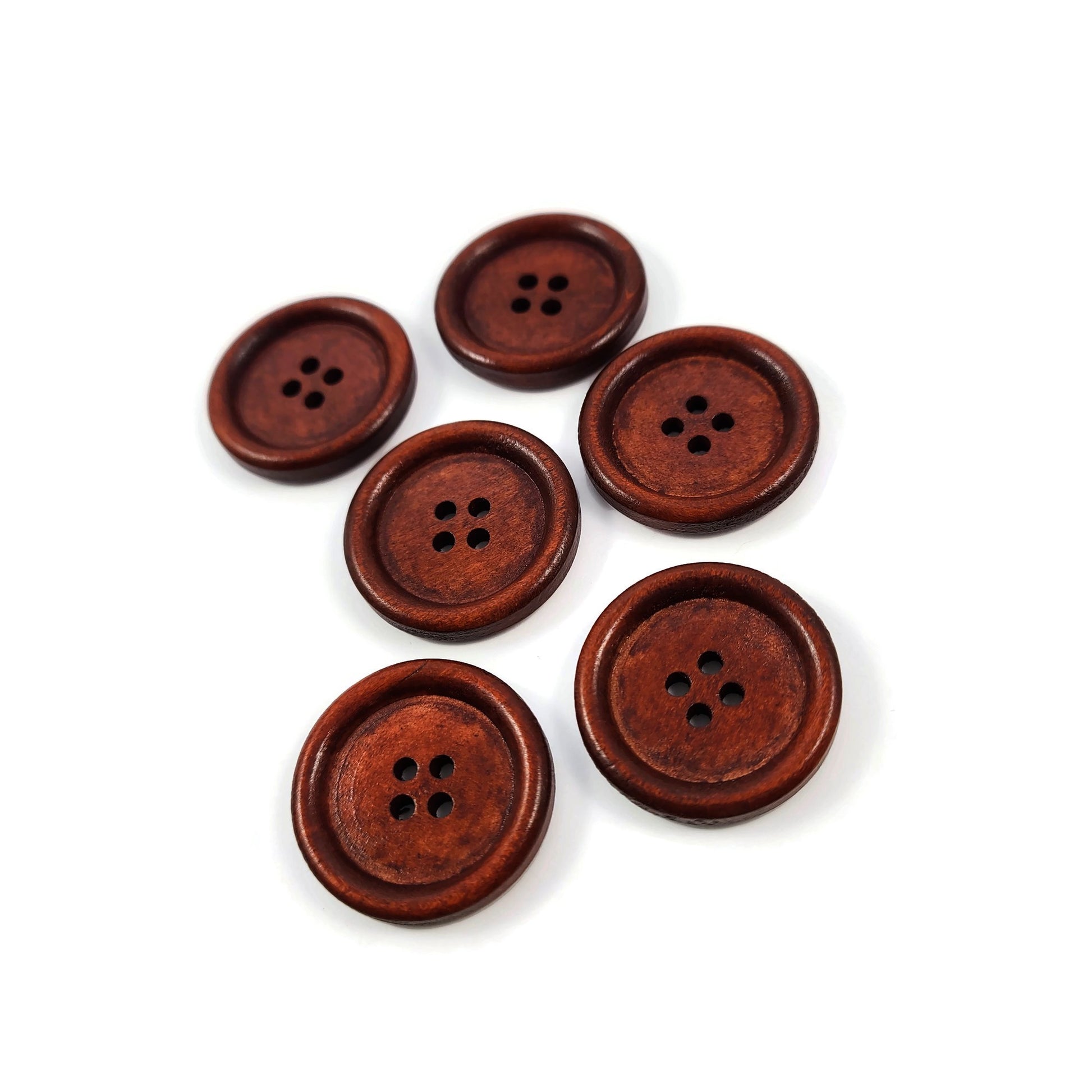 Bouton de bois de 2.5cm - ensemble de 6 boutons en bois naturel
