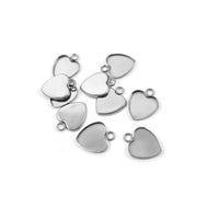 10 pendentifs en forme de cœur en acier inoxydable