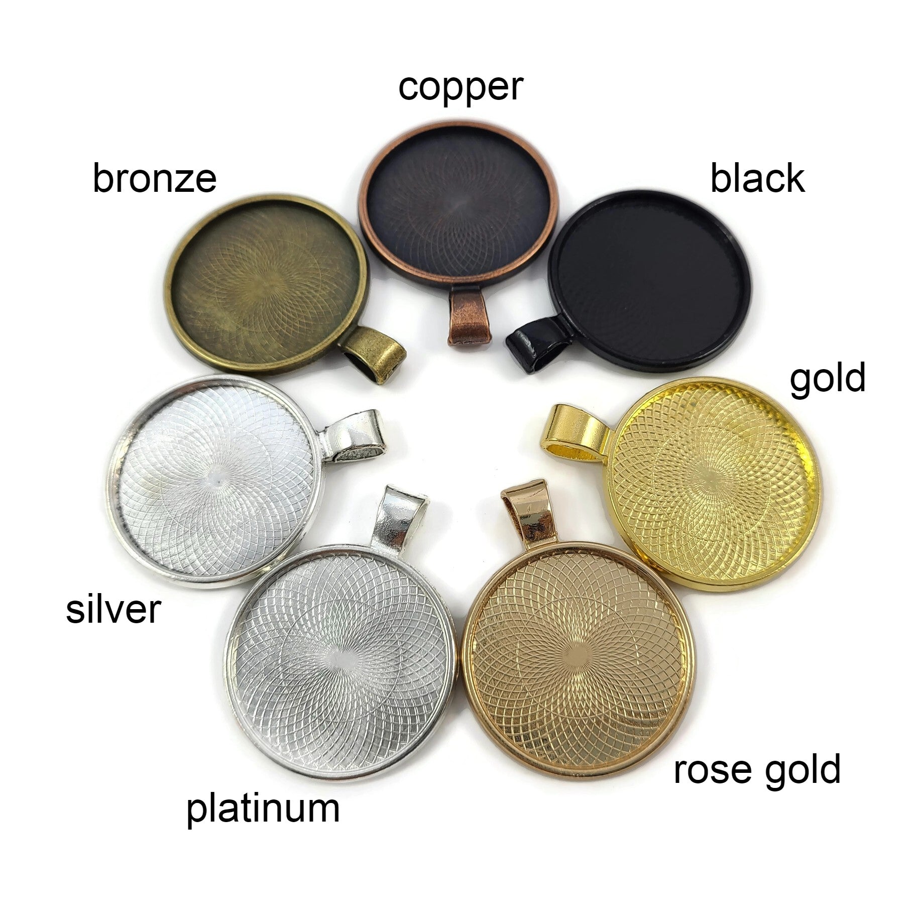 1 Base de pendentif pour cabochon rond de 25mm