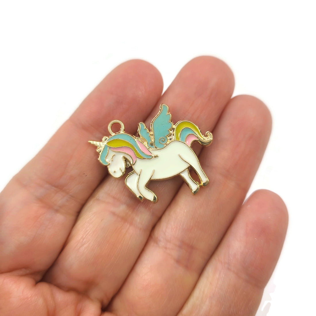 1 Cute unicorn enamel charm, Nickel free metal pendants