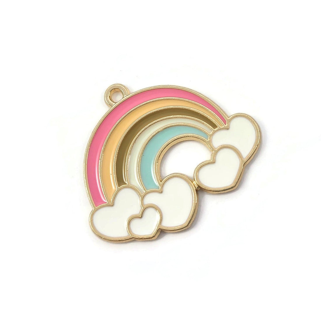 1 Pastel rainbow enamel charm, Nickel free metal pendant