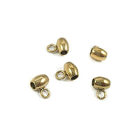 5 perles ovales en acier inoxydable avec anneaux