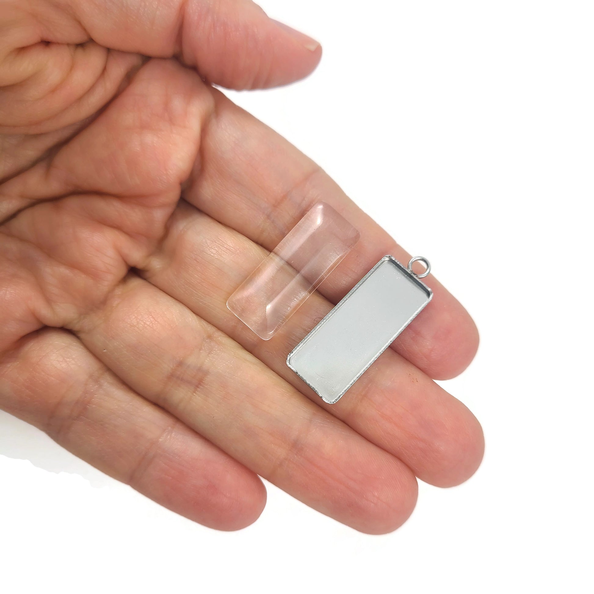 1 pendentif rectangulaire en acier inoxydable