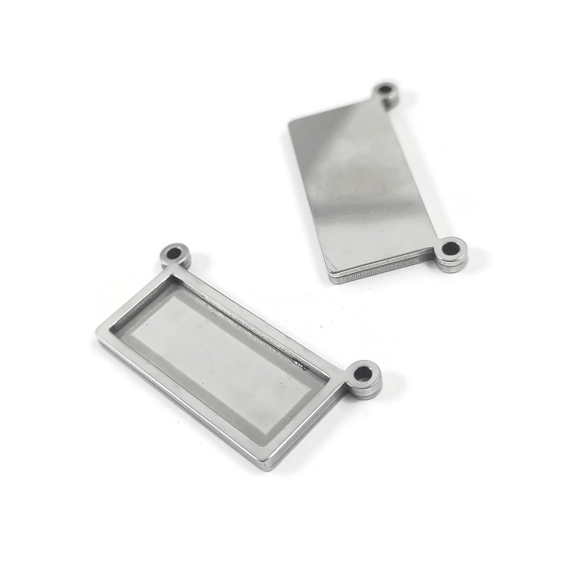 1 pendentif connecteur rectangulaire en acier inoxydable