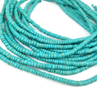 Perles de bois de coco turquoise en rondelle de 5mm