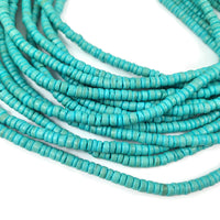 Perles de bois de coco turquoise en rondelle de 5mm