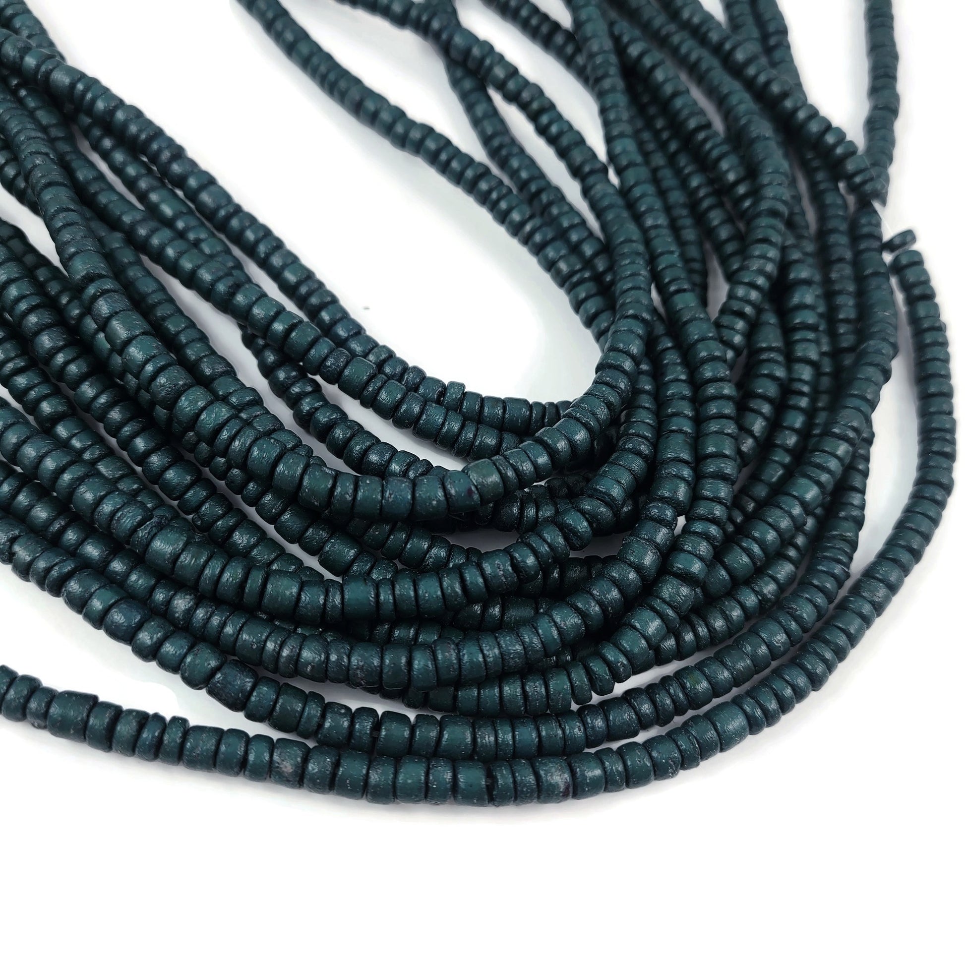 Teal green coconut rondelle beads 5mm