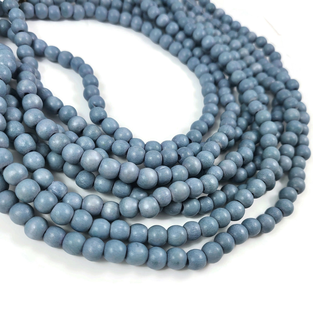 Blue wooden beads, 8mm round, by strand