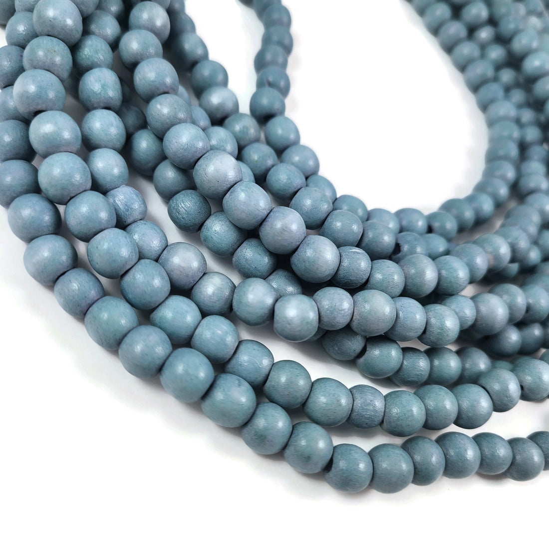 Blue wooden beads, 8mm round, by strand