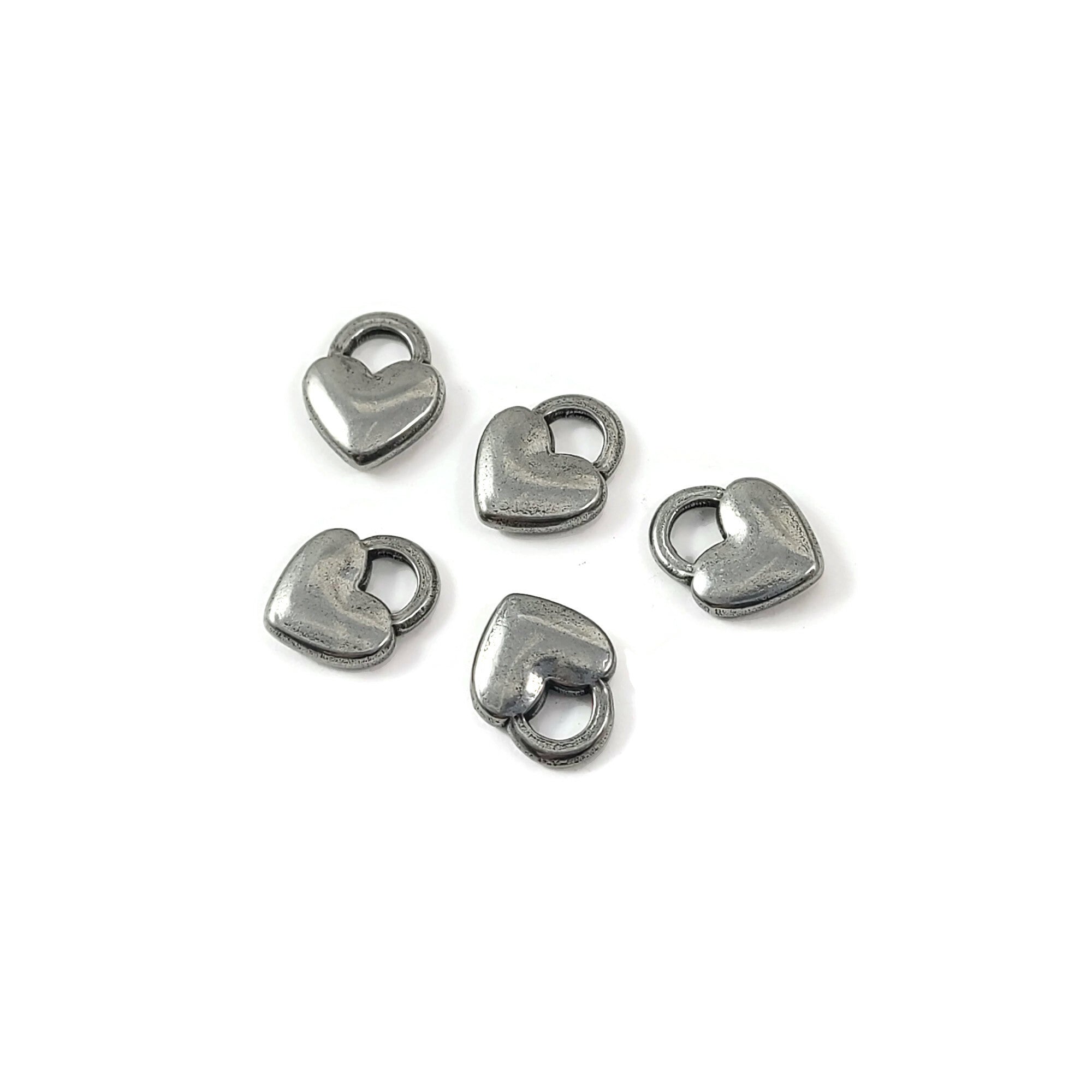 1 stainless steel heart padlock charm
