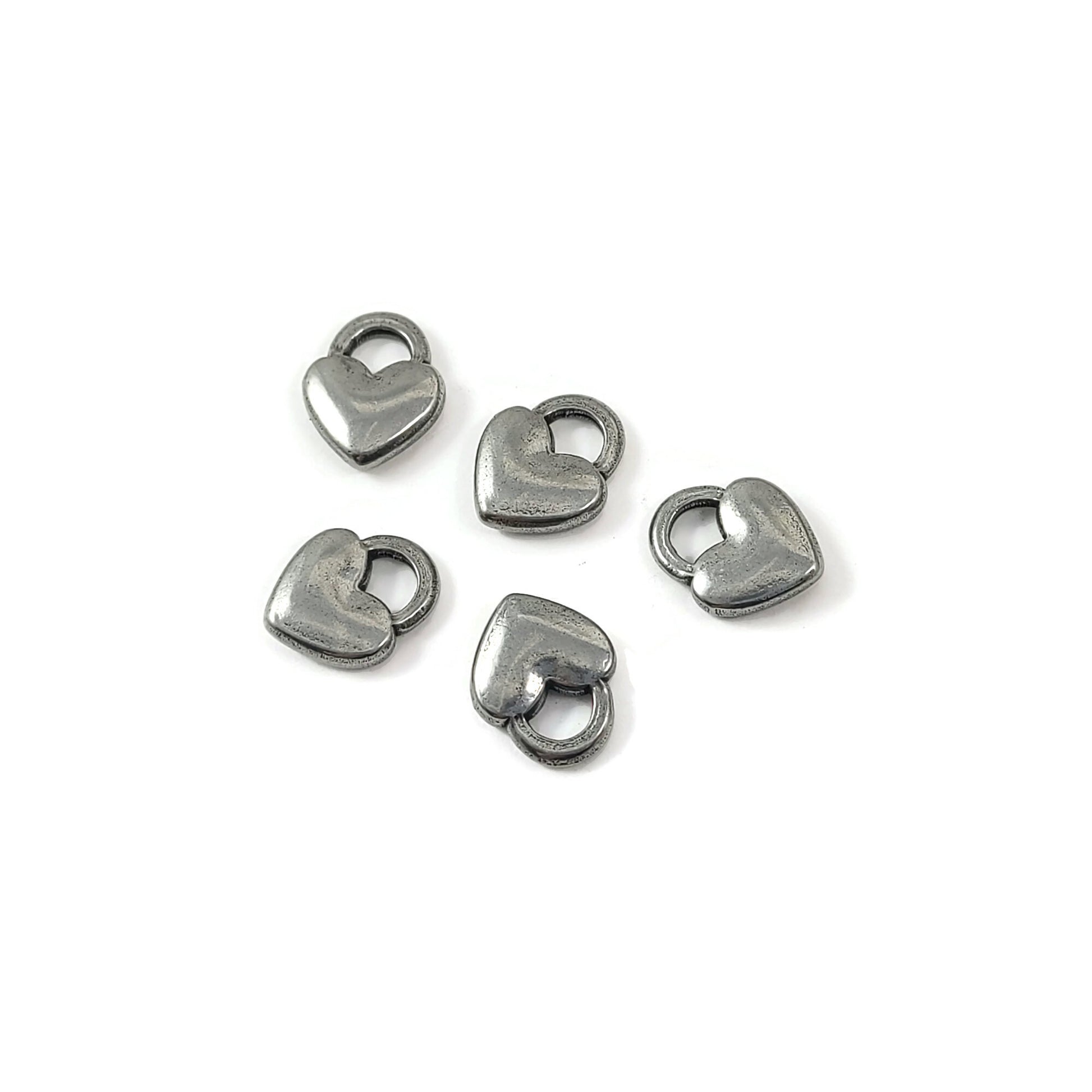 1 stainless steel heart padlock charm