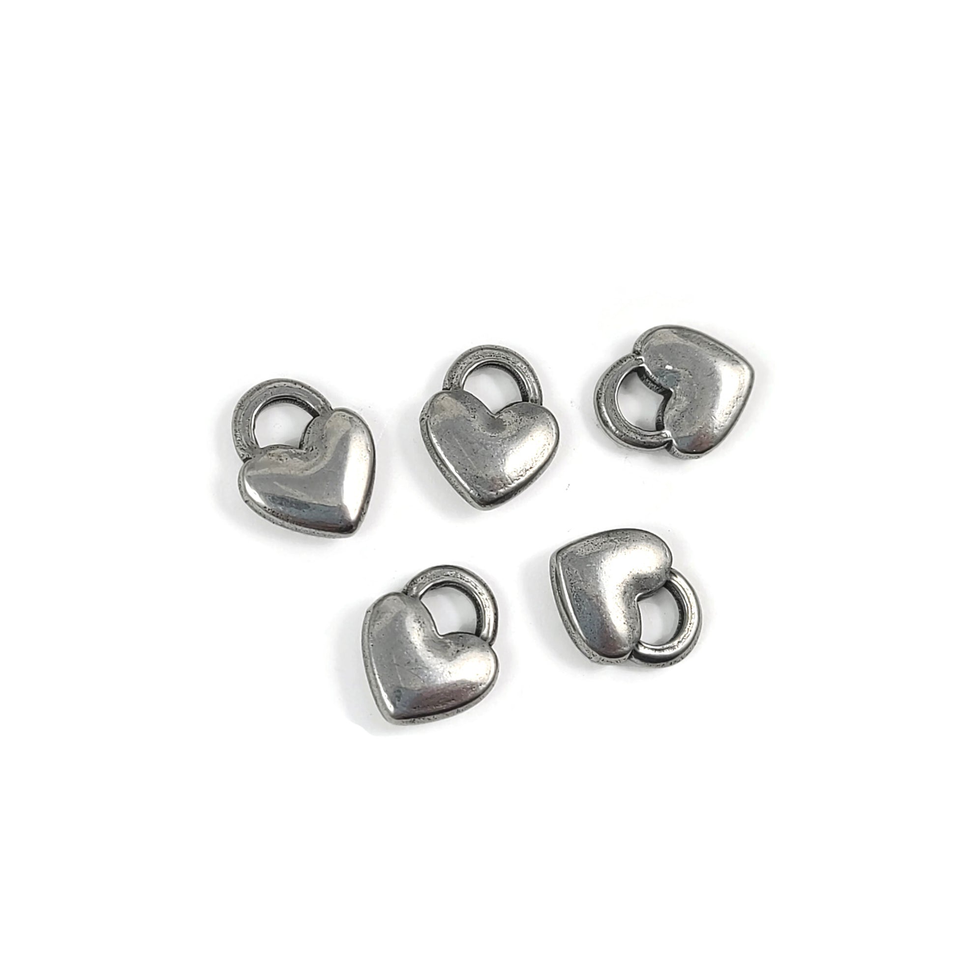 1 stainless steel heart padlock charm